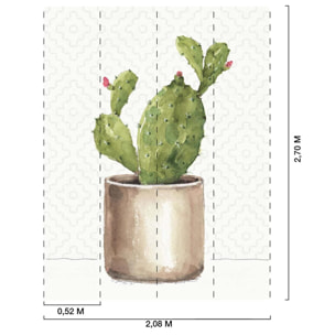 Papier peint exotique cactus en pot Intissé