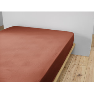 Drap Housse - Bonnet:30cm - 100% gaze De Coton Terracotta