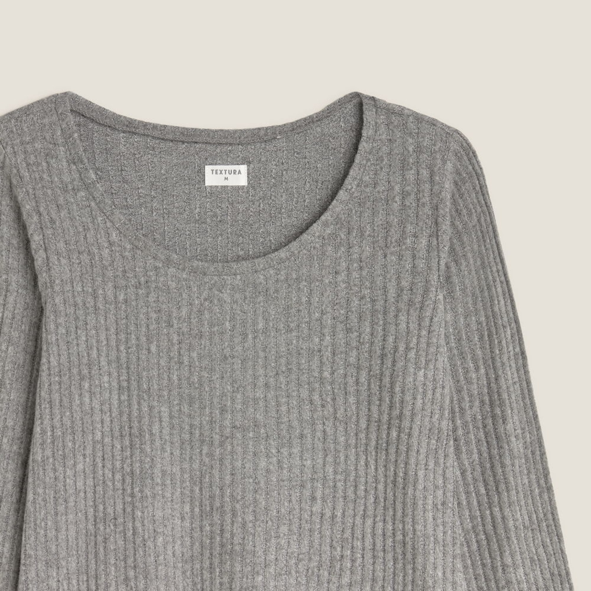 Camiseta punto canalé Sisa color gris Poliéster
