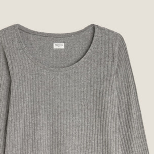 Camiseta punto canalé Sisa color gris Poliéster