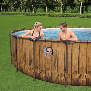 Bestway Piscine hors sol tubulaire ronde Bestway Power Steel Swim Vista 549 x 122 cm décor bois