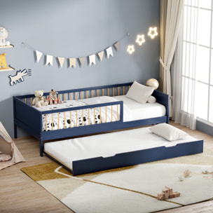 Lit gigogne pour enfant 190x90cm bleu foncé ADAM