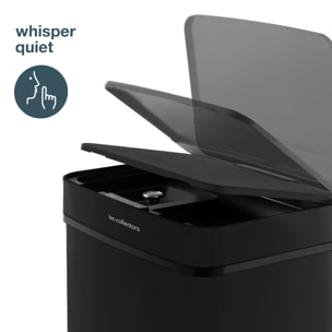 Papelera de clasificador, Les Collectors, N°1015, de acero inoxidable, apertura y cierre automáticos, 69L, negro mate