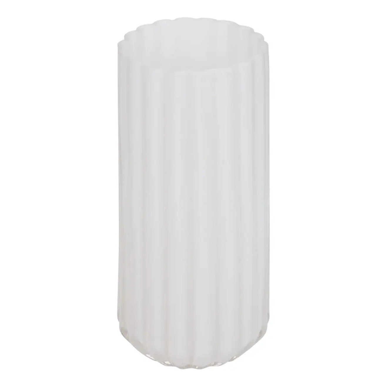 Vase Fleur de rose Strié 12x12x28cm Blanc