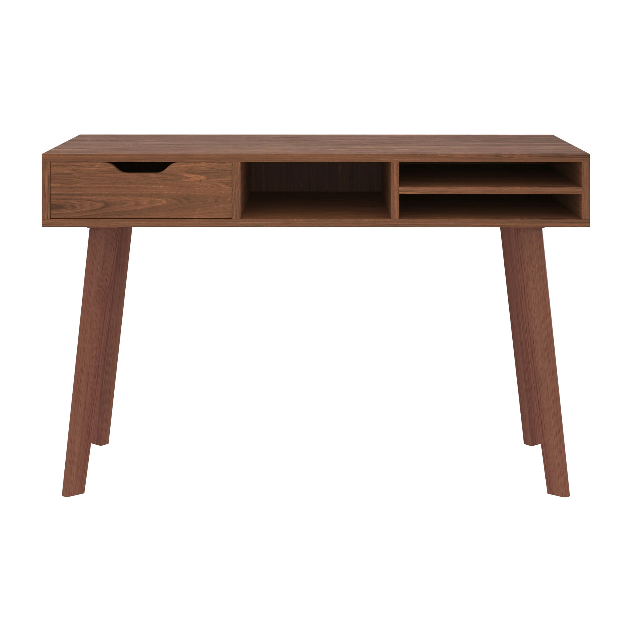 Bureau 1 tiroir et 3 niches en bois foncé - Moka