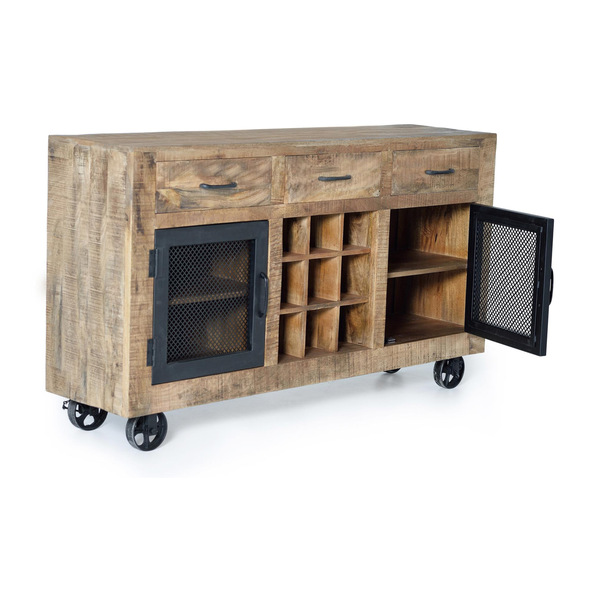 Buffet en bois de manguier 150cm style industriel moderne