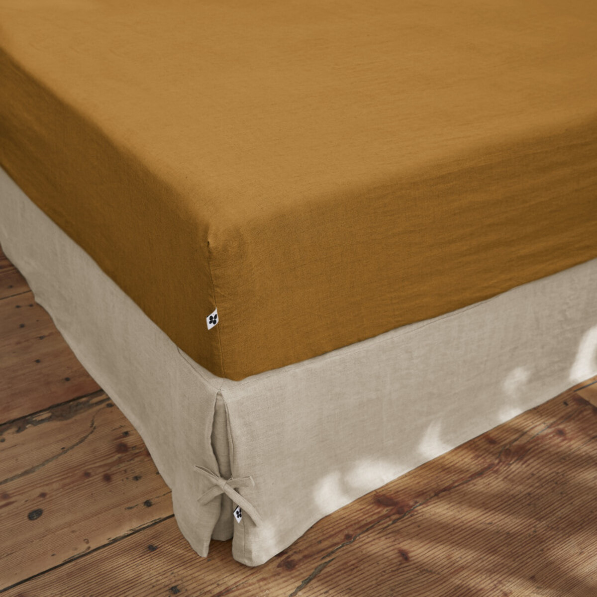 Drap housse "Soline" Lin lavé - Couleur: Soline Caramel