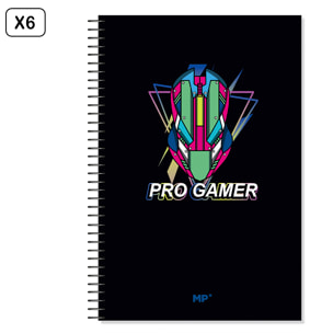 PACK 6 UNITA' QUADERNO AD ANELLI Fº 80 PAGINE 90 g/m² DESIGN PRO GAMER