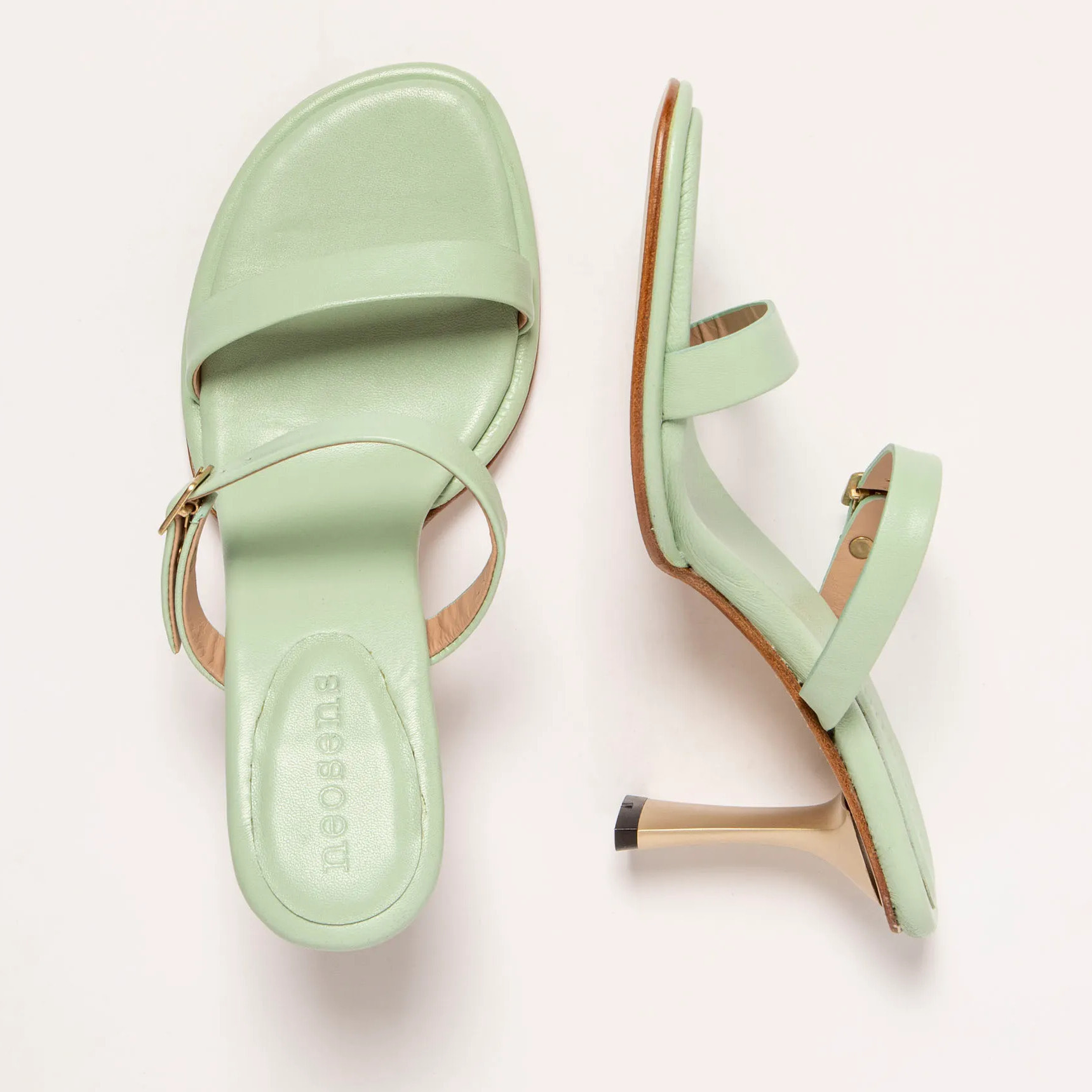 Sandalias con tacón S3194 NAPPA PASTEL GREEN/ ALBANA color Pastel green