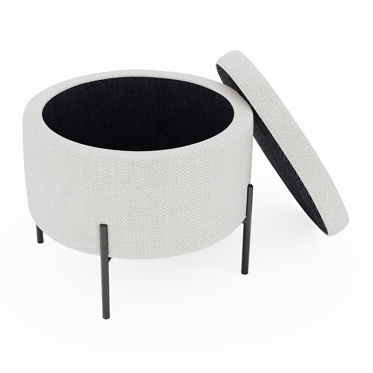 Angelo – Pouf coffre en tissu chenille blanc