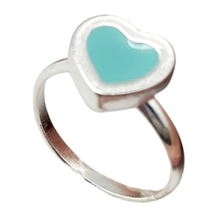 Conjunto Colors Corazón Pulsera y anillo plata 10µ Azul Celeste