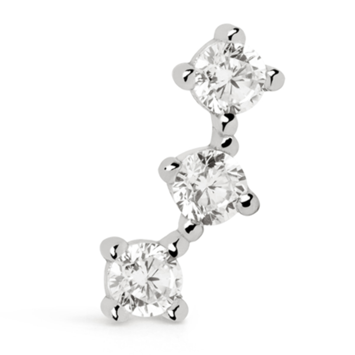 Orecchino Singolo Triple Spark in Argento