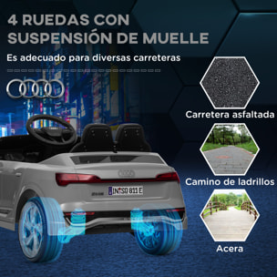 Coche Eléctrico para Niños de +3 Años Audi Q8 etron sportback Carro Eléctrico Infantil con Batería 12V Mando a Distancia Ruedas con Suspensión de Muelles Faros Bocina y Música Gris