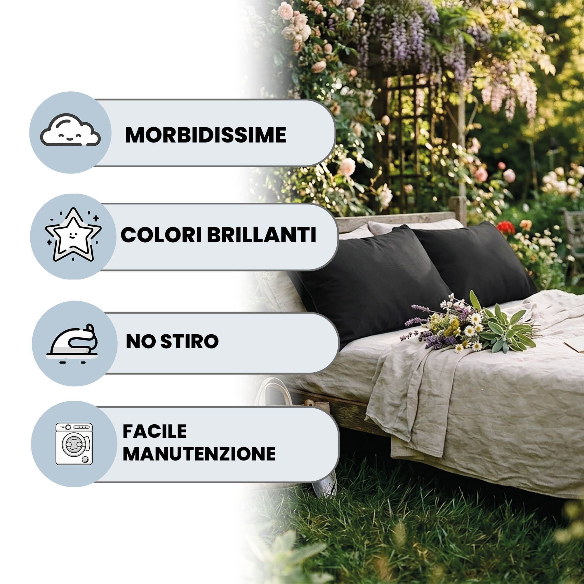 COPPIA FEDERE ELEGANT, 100% Microfibra - NERO