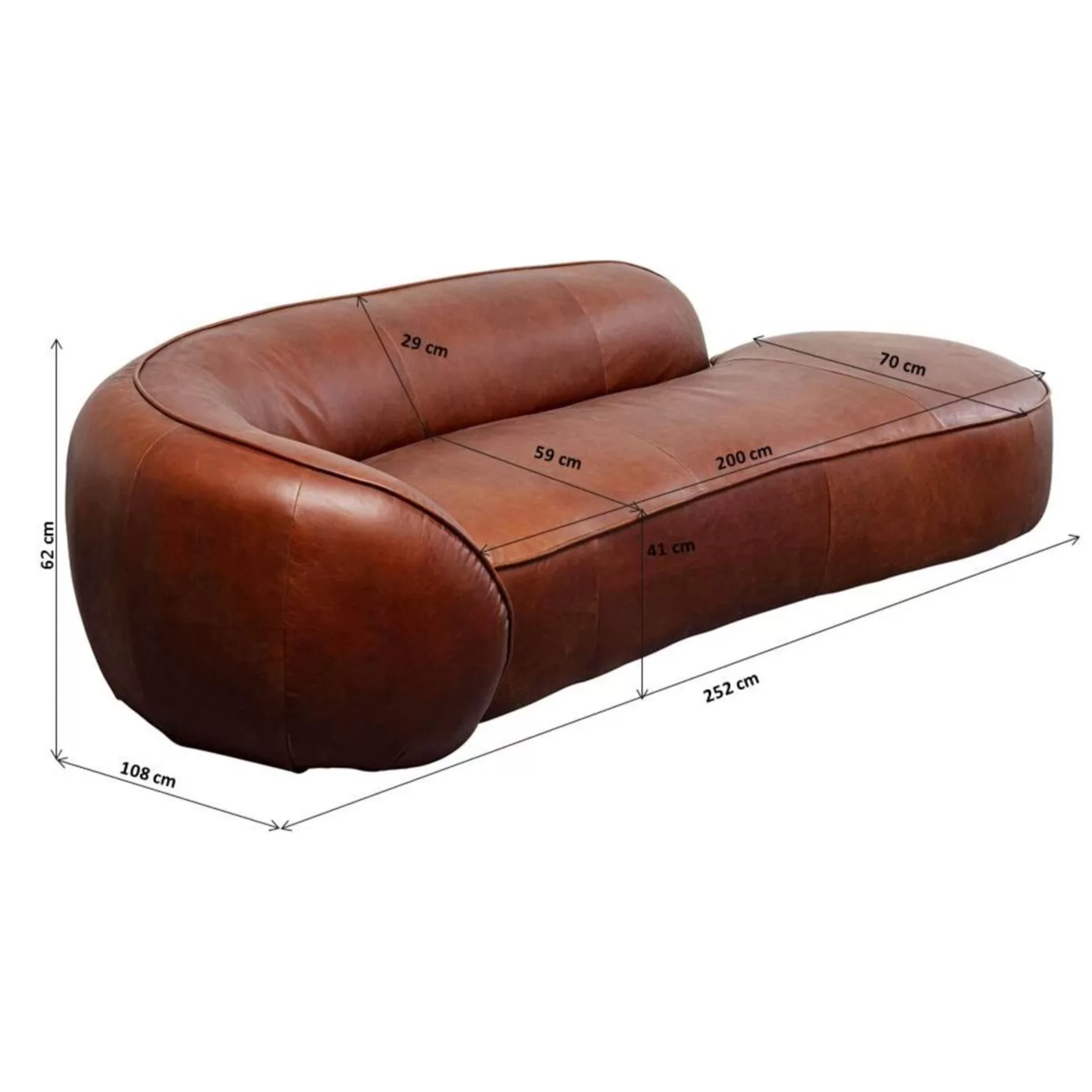 Méridienne Wonder 252cm marron Kare Design