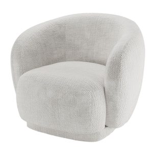 Fauteuil design demi-tonneau tissu chenille blanc