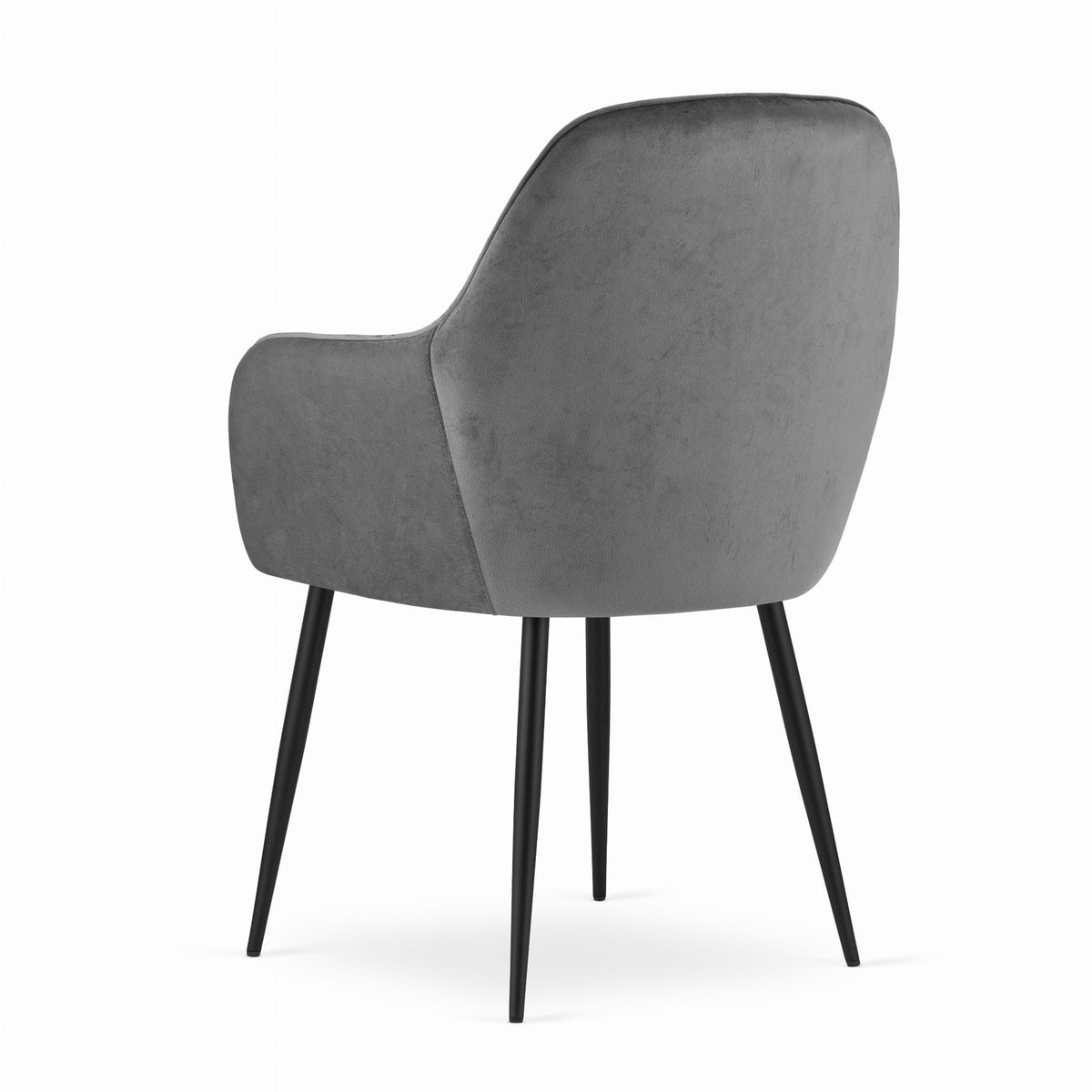 Sedia di design Lugo in velluto grigio scuro con gambe nere