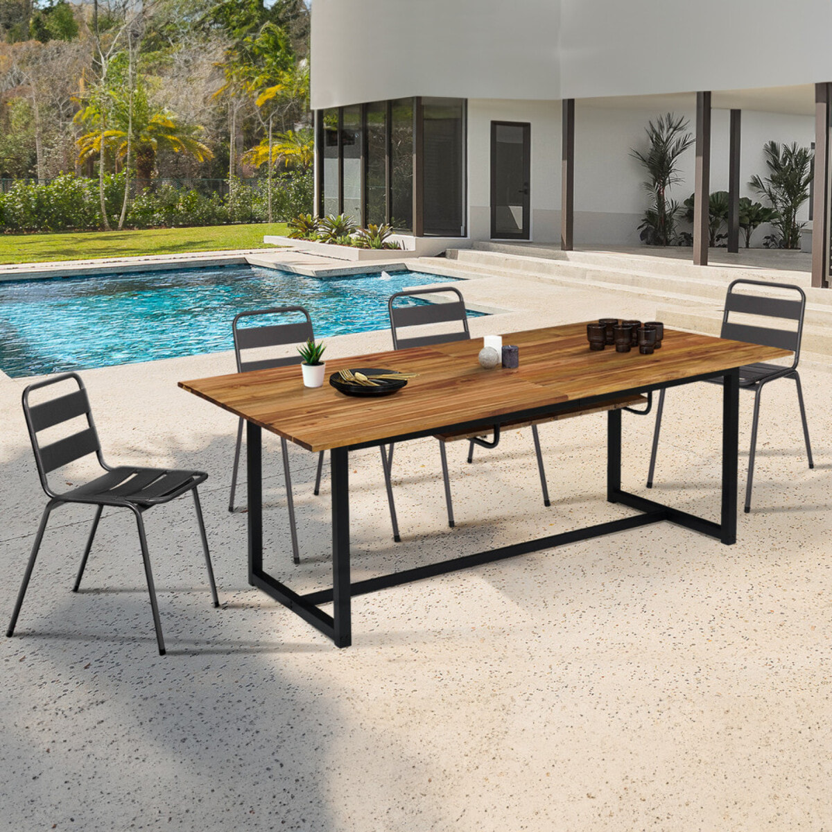 Table de jardin extensible Acacia 160-200cm
