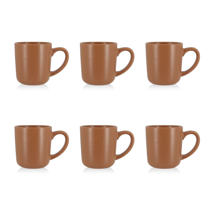 Lot de 6 mugs 38cl en grès marron ARITA
