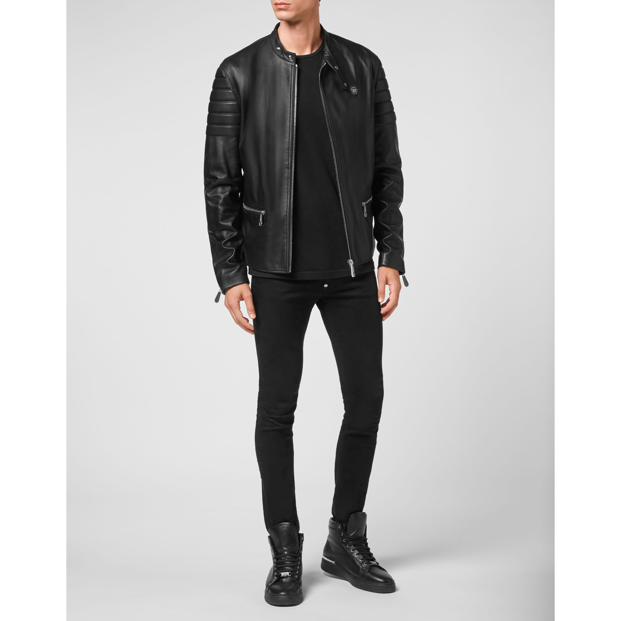 PHILIPP PLEIN Leather Moto Jacket