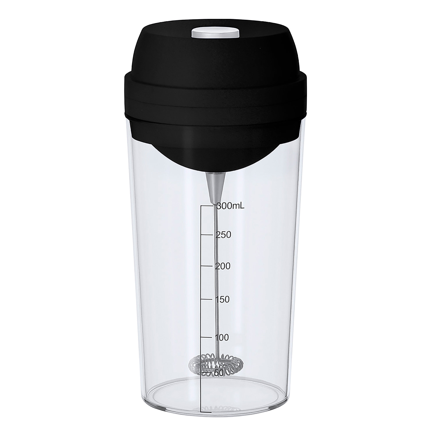 Vaso mezclador de 300 ml de capacidad. Con mezclador eléctrico en tapadera. Con dos velocidades y tapa ajustable. Incluye escala de medidas en el lateral.