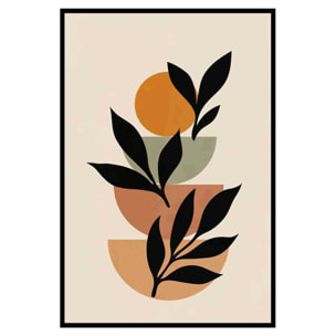 Affiche encadrée végétale abstraite tons terre Affiche + cadre en métal - Noir