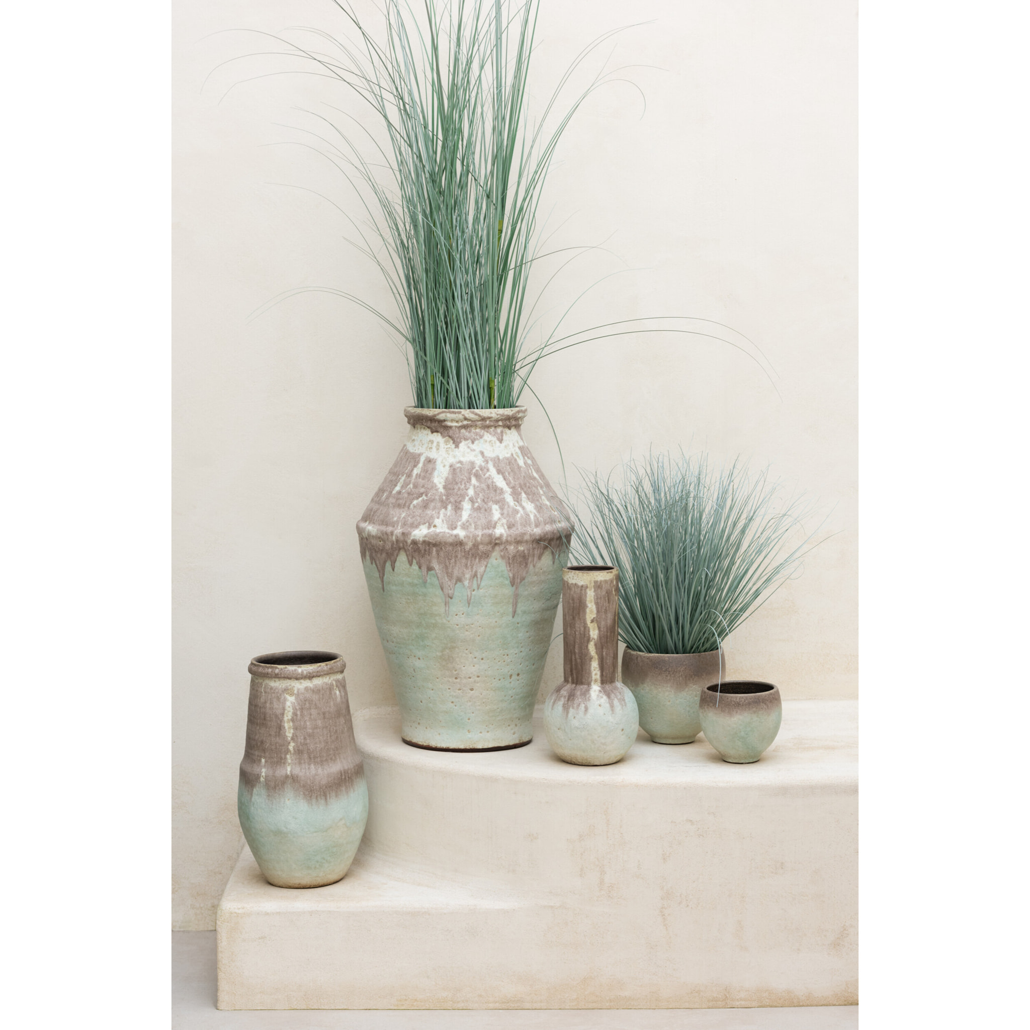 J-Line Herbes En Pot Plastique Bleu/Vert Extra Large