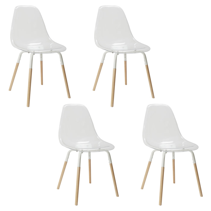 Chaise Scandinave Transparente Phenix - Lot De 4