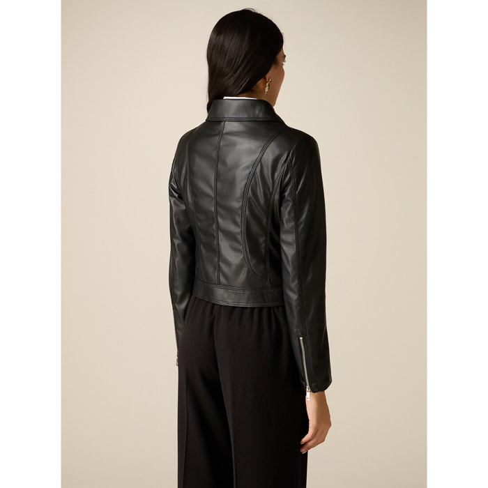 Oltre - Chaqueta de cuero cropped - Negro