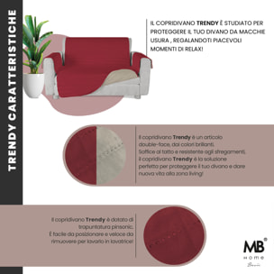COPRIDIVANO TRENDY, Waterproof, Microfibra, No Stiro - BORDEAUX/PANNA