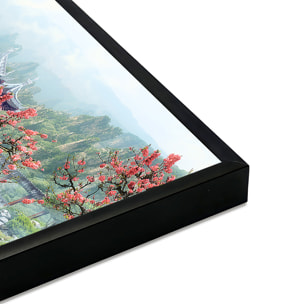 Affiche encadrée jardin japonais pagode Affiche + cadre en métal - Noir