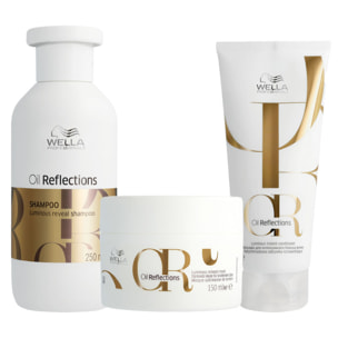 WELLA Kit Oil Reflections Champú 250ml + Mascarilla 150ml + Acondicionador 200ml