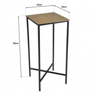 JONAS - Table d'appoint carrée aluminium doré et noir pieds métal