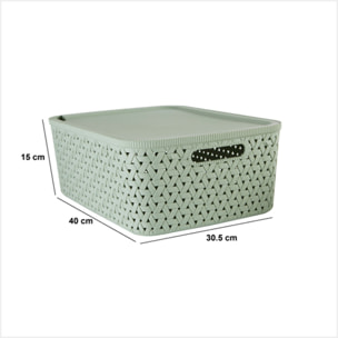 Panier "Tressy" en plastique sauge 15L