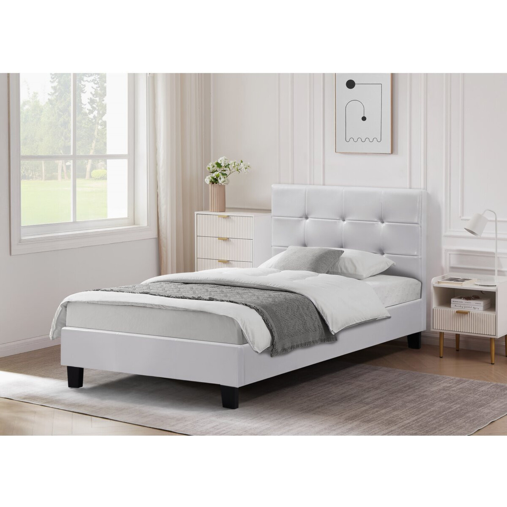 Lit simple en pvc "Julia" - 90 x 190 cm - Blanc