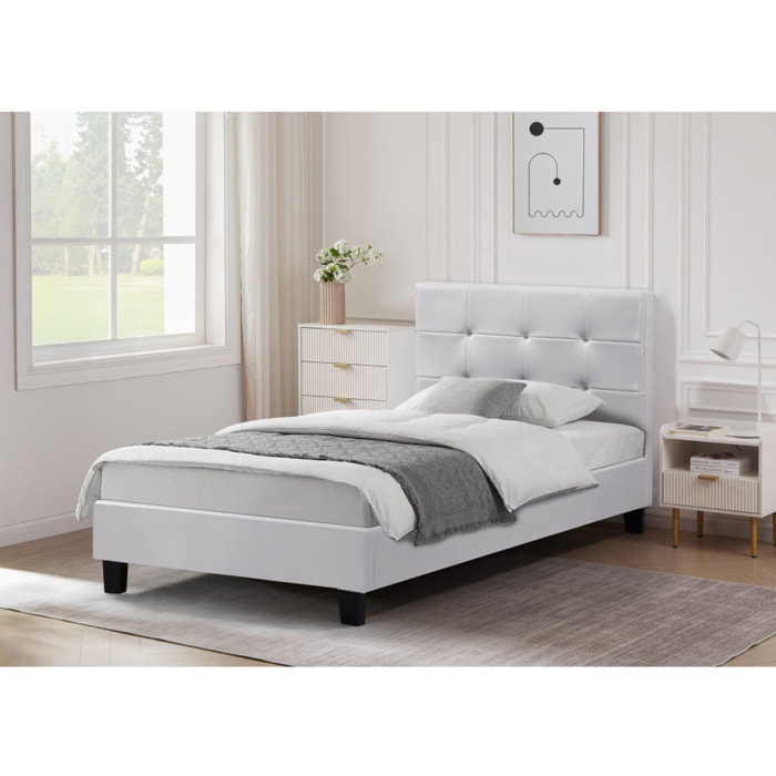 Lit simple en pvc "Julia" - 90 x 190 cm - Blanc