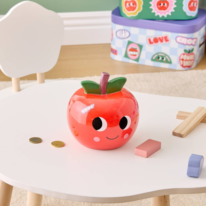 Tirelire Enfant Pomme Cha Cha Pop 13x13x13 cm Rouge