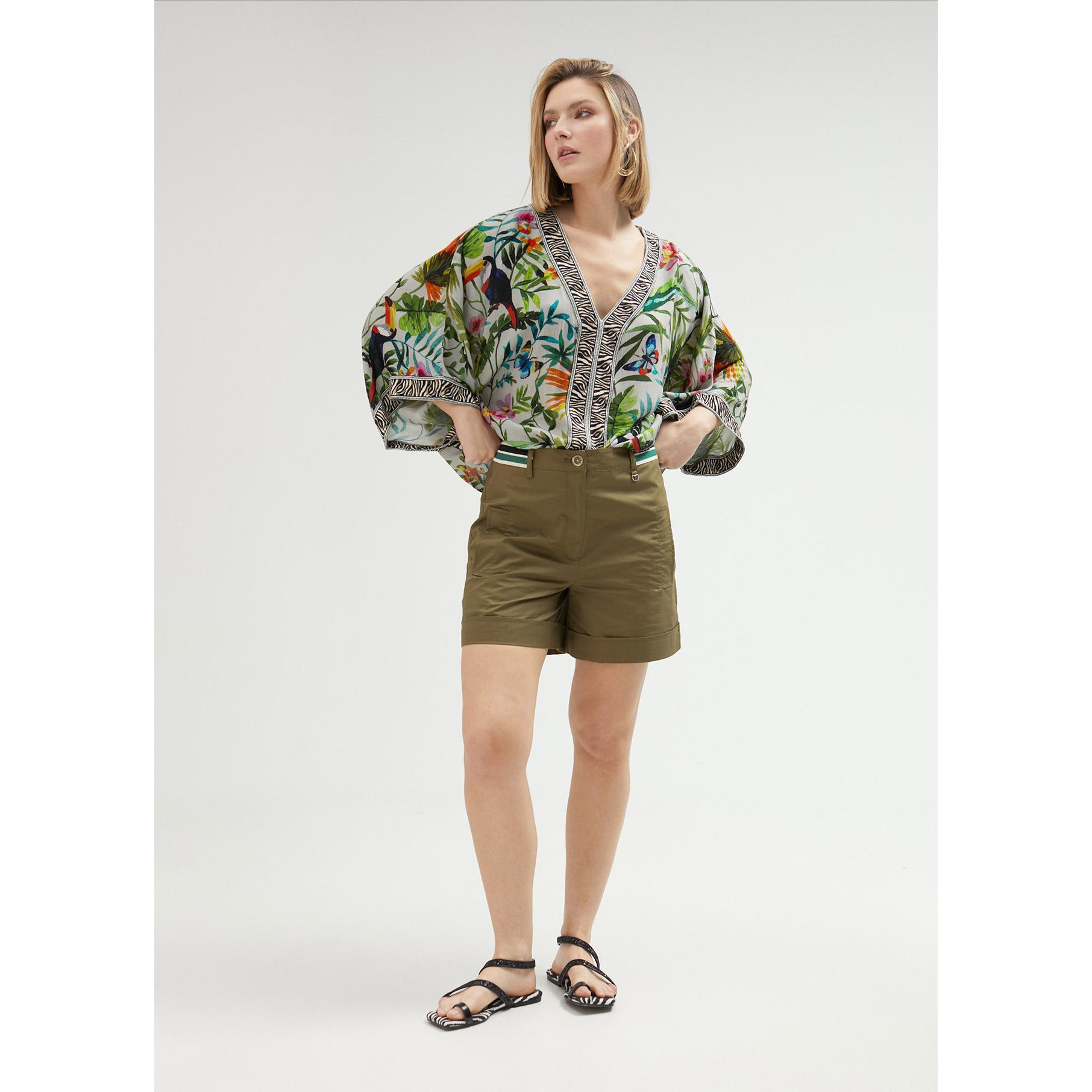 Top lungo aperto stampa jungle