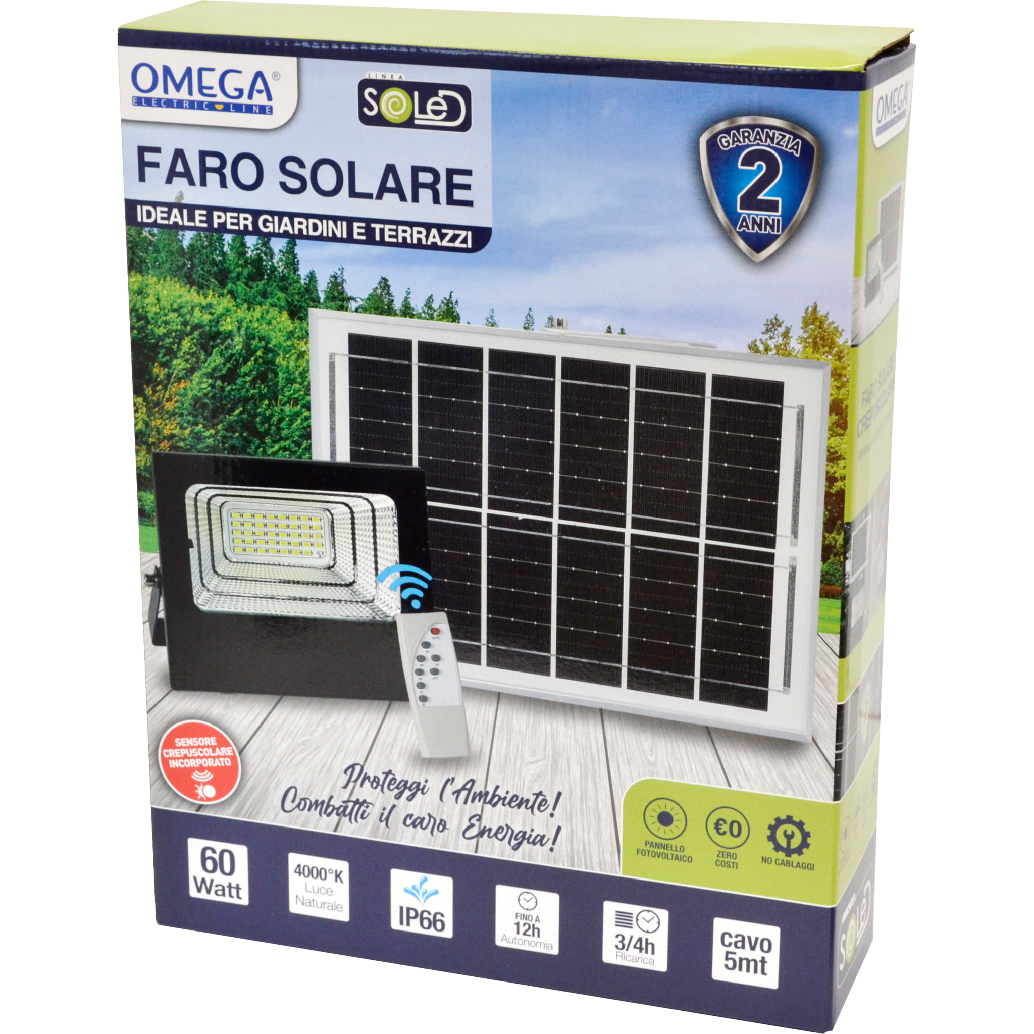 OMEGA Floodlight ad Energia Solare 60W