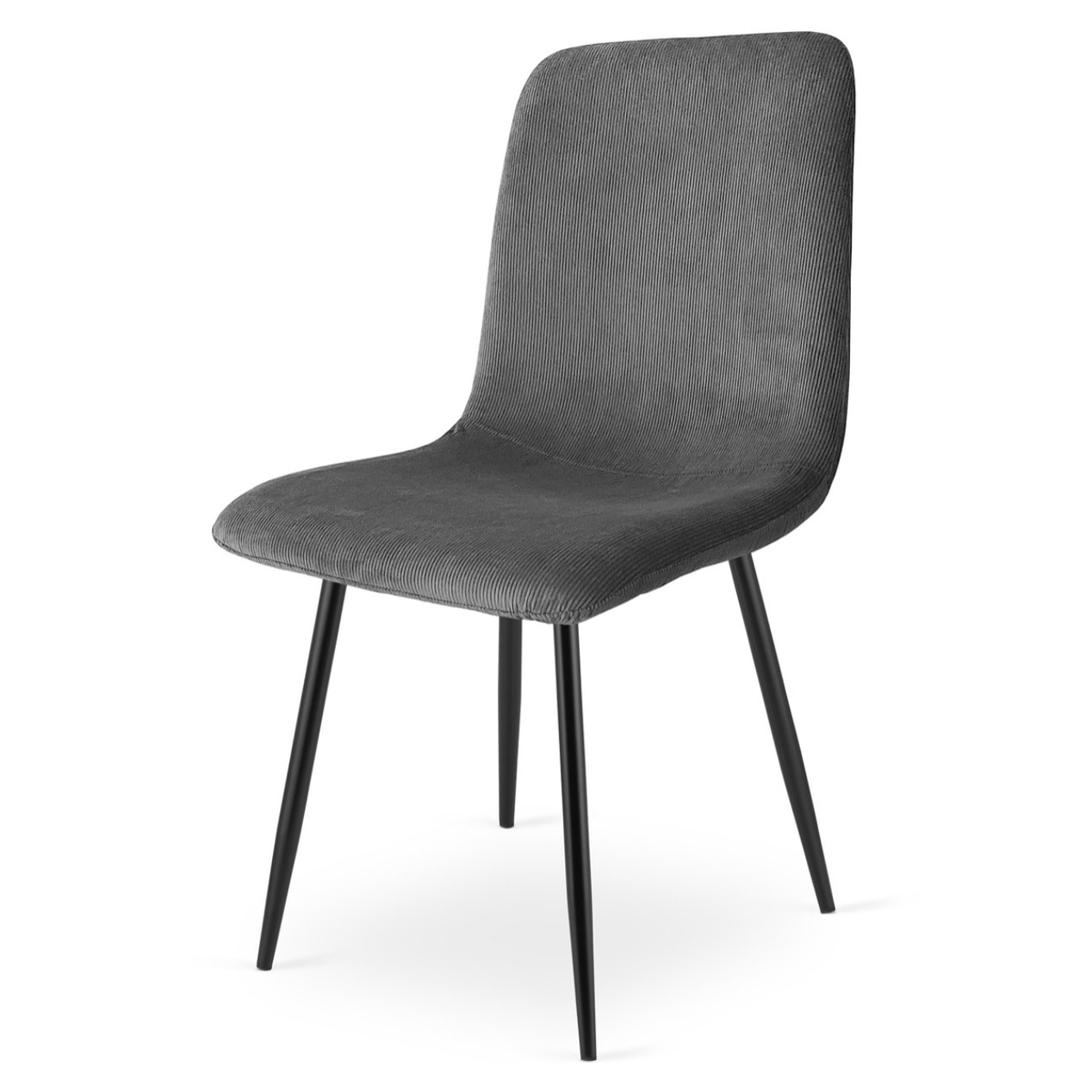 Set di 4 Sedie Rift in Velluto a Coste Grigio con Gambe Nere