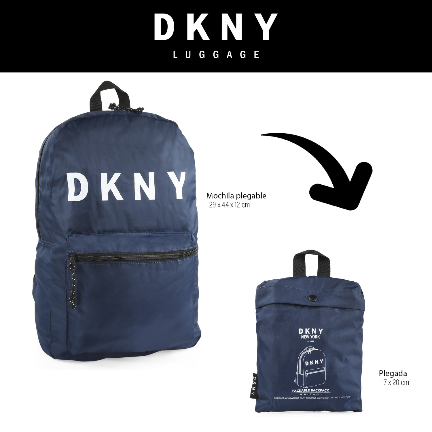 Mochila Casual/Ocio Dkny Dkny-928 Packable Indigo