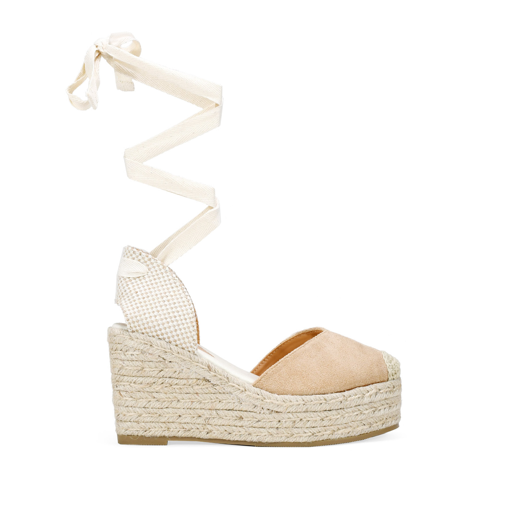 Alpargatas arena con cuña de esparto