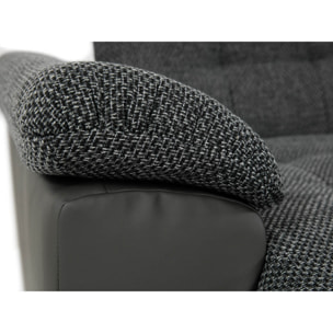 Chuck - canapé panoramique d'angle droit XXL - convertible avec coffre - 7 places - Noir / Gris