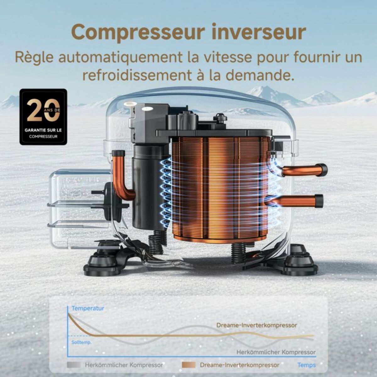 Réfrigérateur combiné DREAME Mega Pro 409L-C Dark Grey