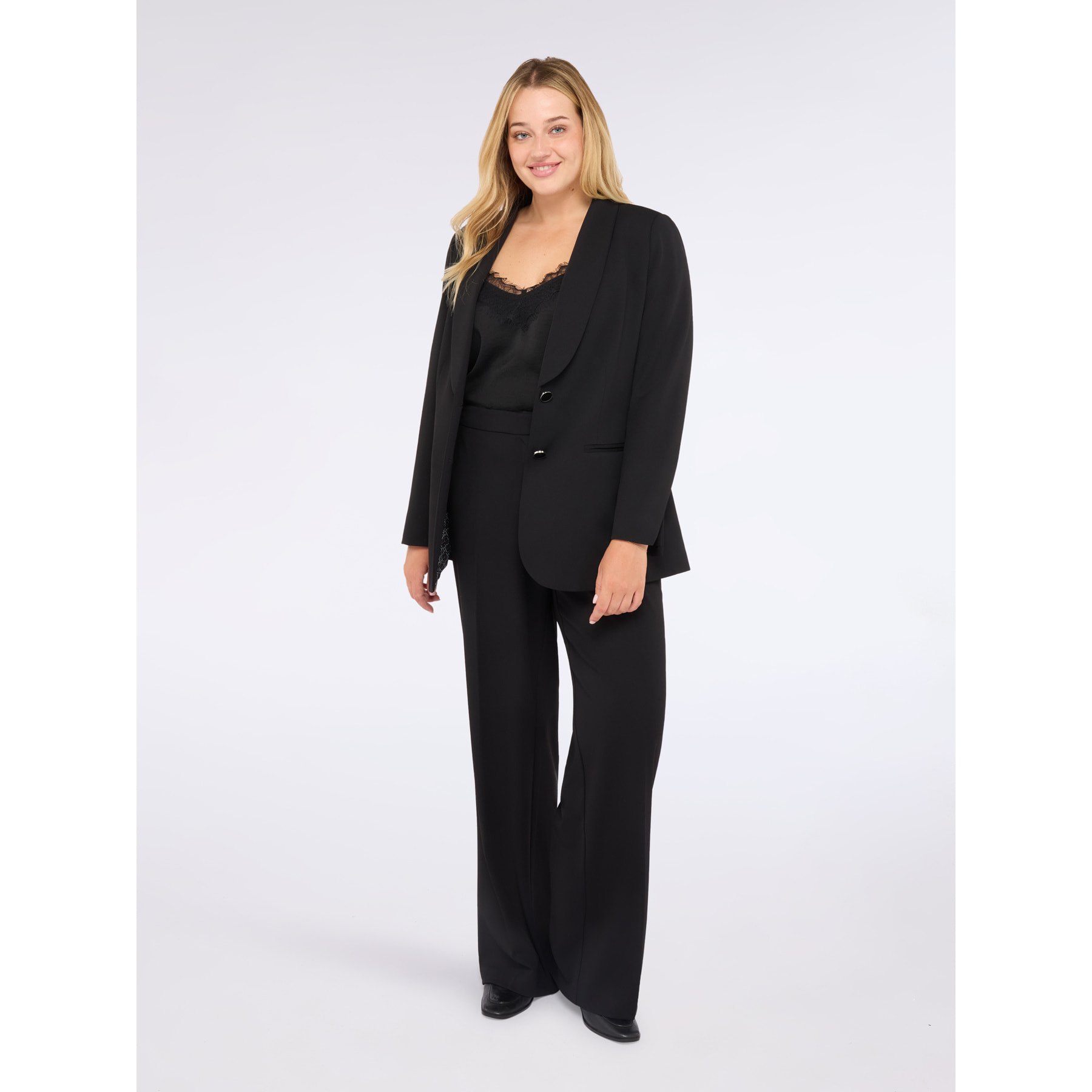 Fiorella Rubino - Pantaloni wide leg in tessuto stretch - Nero