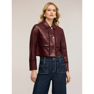 Motivi - Chaqueta cropped con detalles perforados - Burgundy