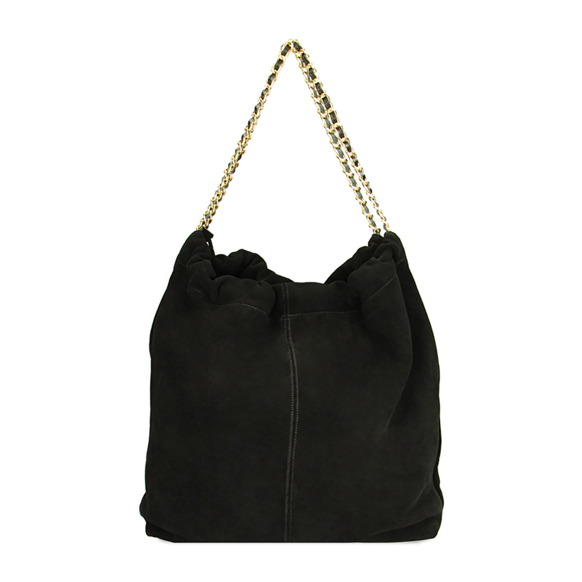 Borsa a spalla nera in camoscio