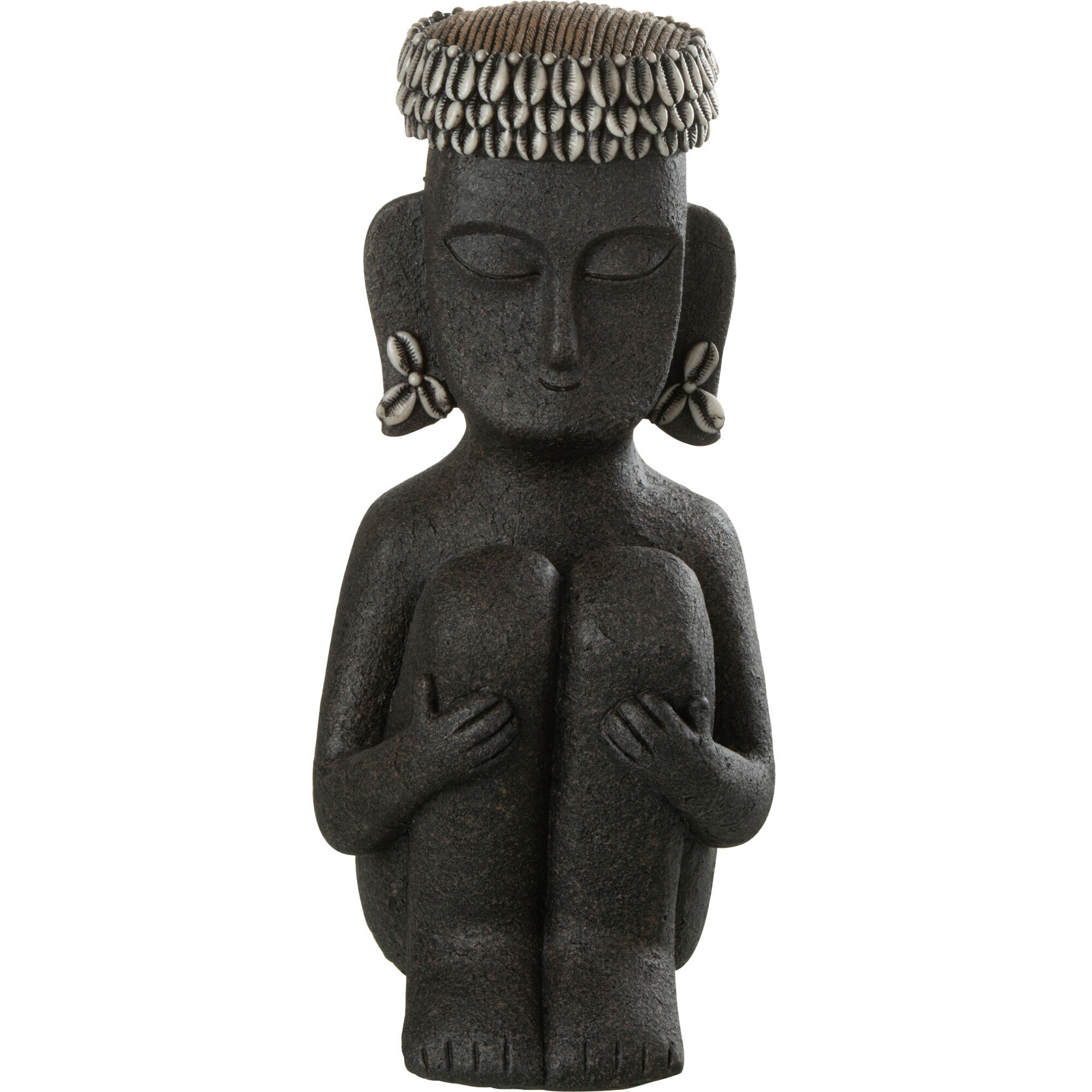 J-Line décoration Statue Ethnique - pierre/polyrésine - noir - small
