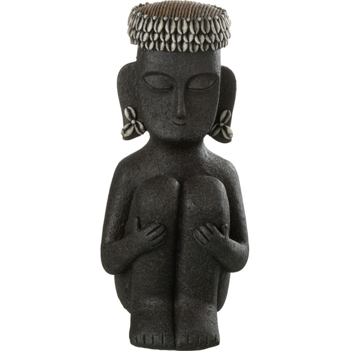 J-Line décoration Statue Ethnique - pierre/polyrésine - noir - small