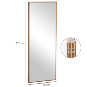 Espejo de Pared Cuerpo Entero 125x45 cm Espejo de Pie Espejo de Suelo Grande de Madera Estilo Moderno Decorativo para Salón Dormitorio Entrada Natural